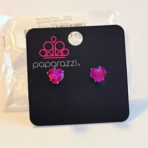Paparazzi Pink Heart Earrings